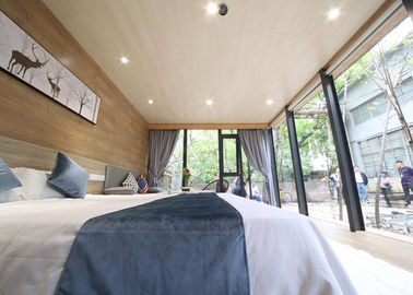 Casa a dos caras prefabricada de color topo gris con los hogares prefabricados modernos convenientes para el centro turístico