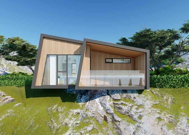 Casas modulares prefabricadas de lujo de madera grises de los equipos/duplex de la casa con el cuarto de baño